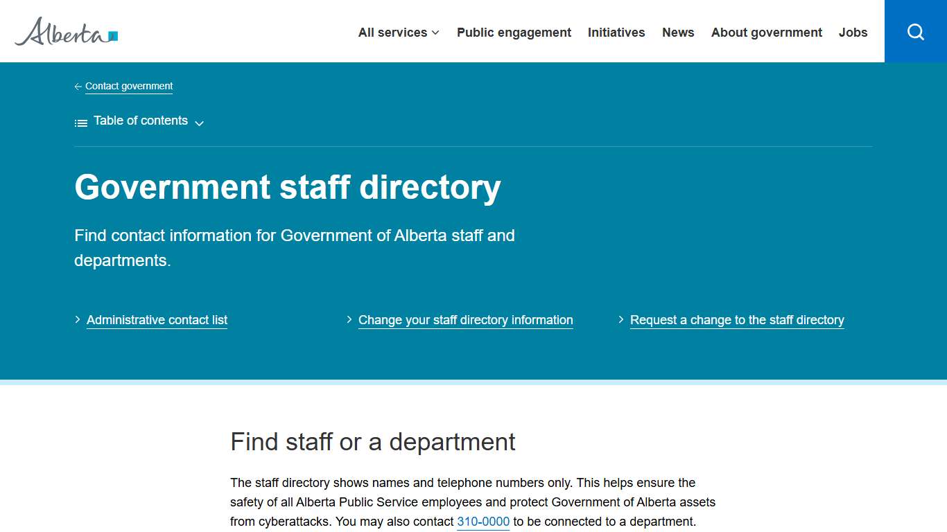 Government staff directory Alberta.ca